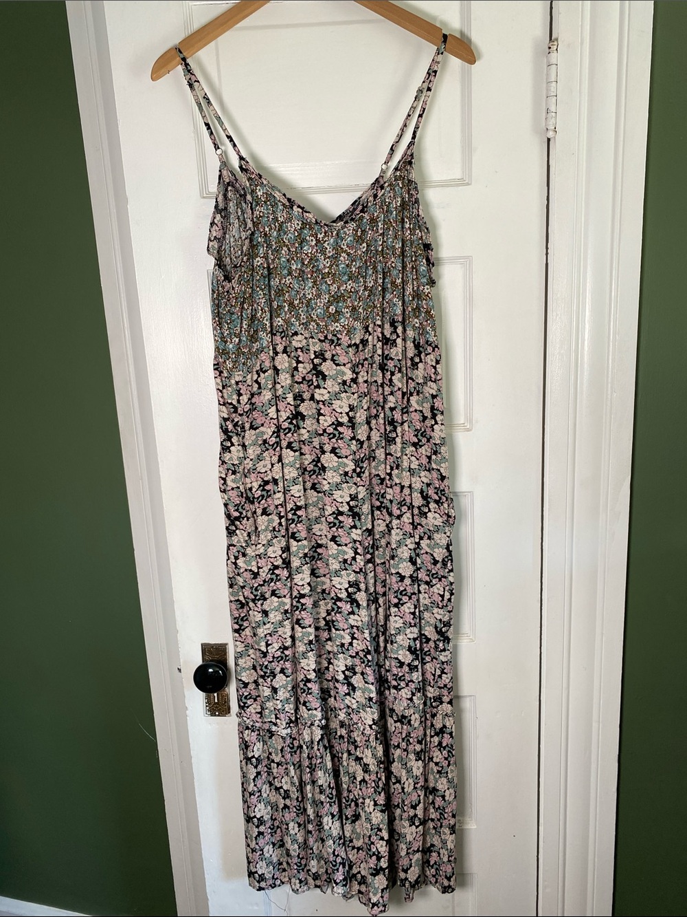 NATURAL LIFE Pink & Green Floral Spaghetti-Strap Maxi Jumpsuit